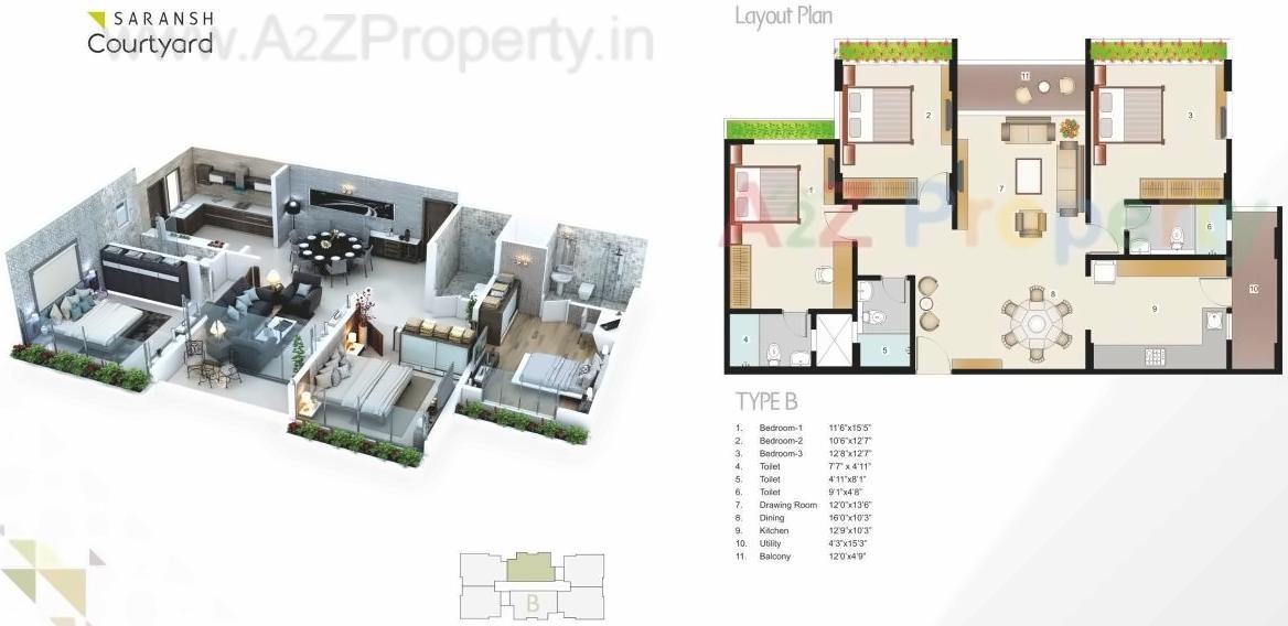 Layout of real estate project Saransh Courtyard located at Vasna, Ahmedabad, Gujarat