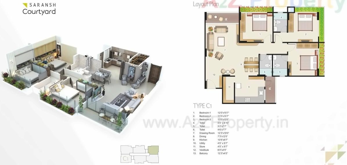 Layout of real estate project Saransh Courtyard located at Vasna, Ahmedabad, Gujarat