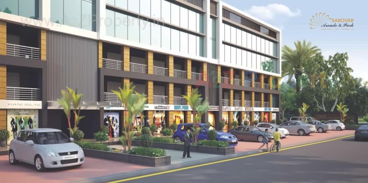 3D Elevation of real estate project Sarovar Arcade   Park located at Hathijan, Ahmedabad, Gujarat