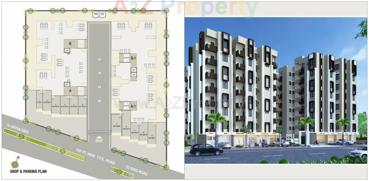 Layout of real estate project Sarthi Parisar located at Ramol, Ahmedabad, Gujarat