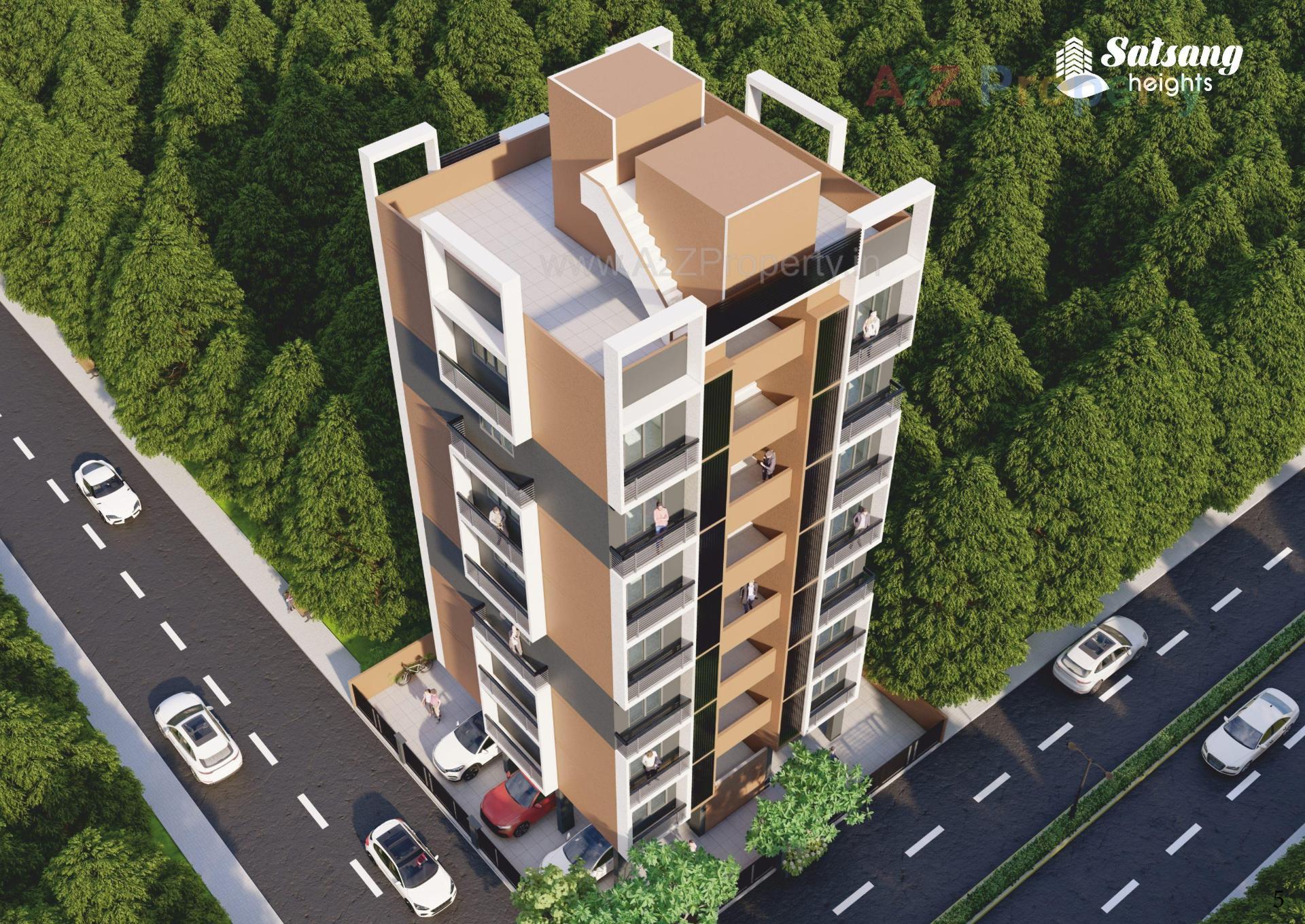 3D Elevation of real estate project Satsang Heights located at Ghuma, Ahmedabad, Gujarat