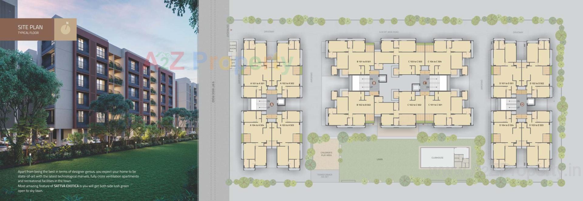 Layout of real estate project Sattva Exotica located at Bopal, Ahmedabad, Gujarat
