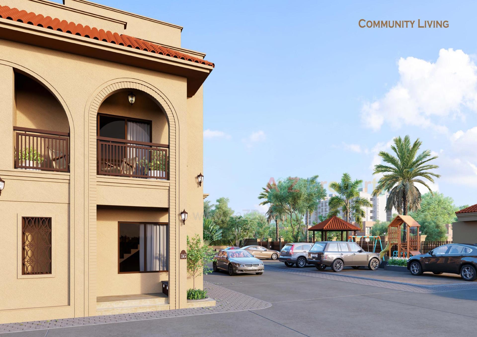 3D Elevation of real estate project Sattva Villa located at Laxmipura, Ahmedabad, Gujarat