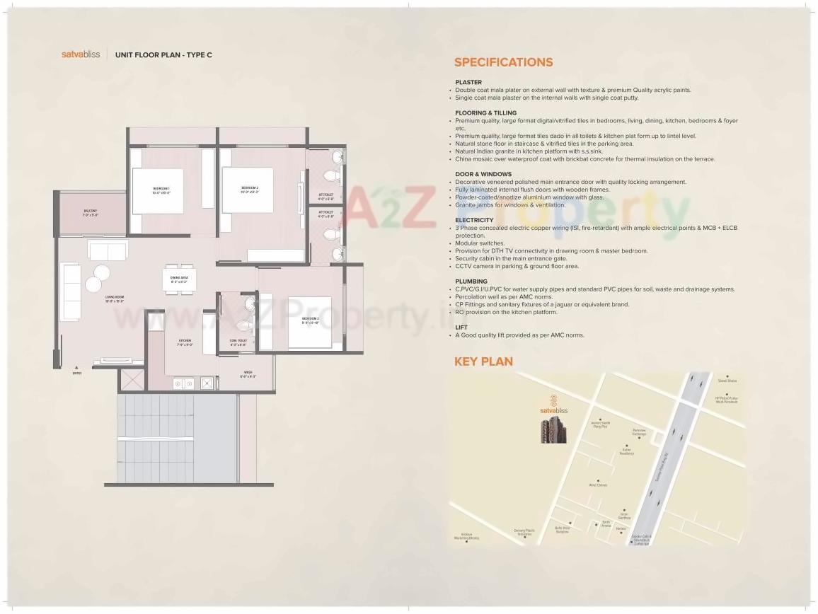 Layout of real estate project Satva Bliss located at Bhadaj, Ahmedabad, Gujarat