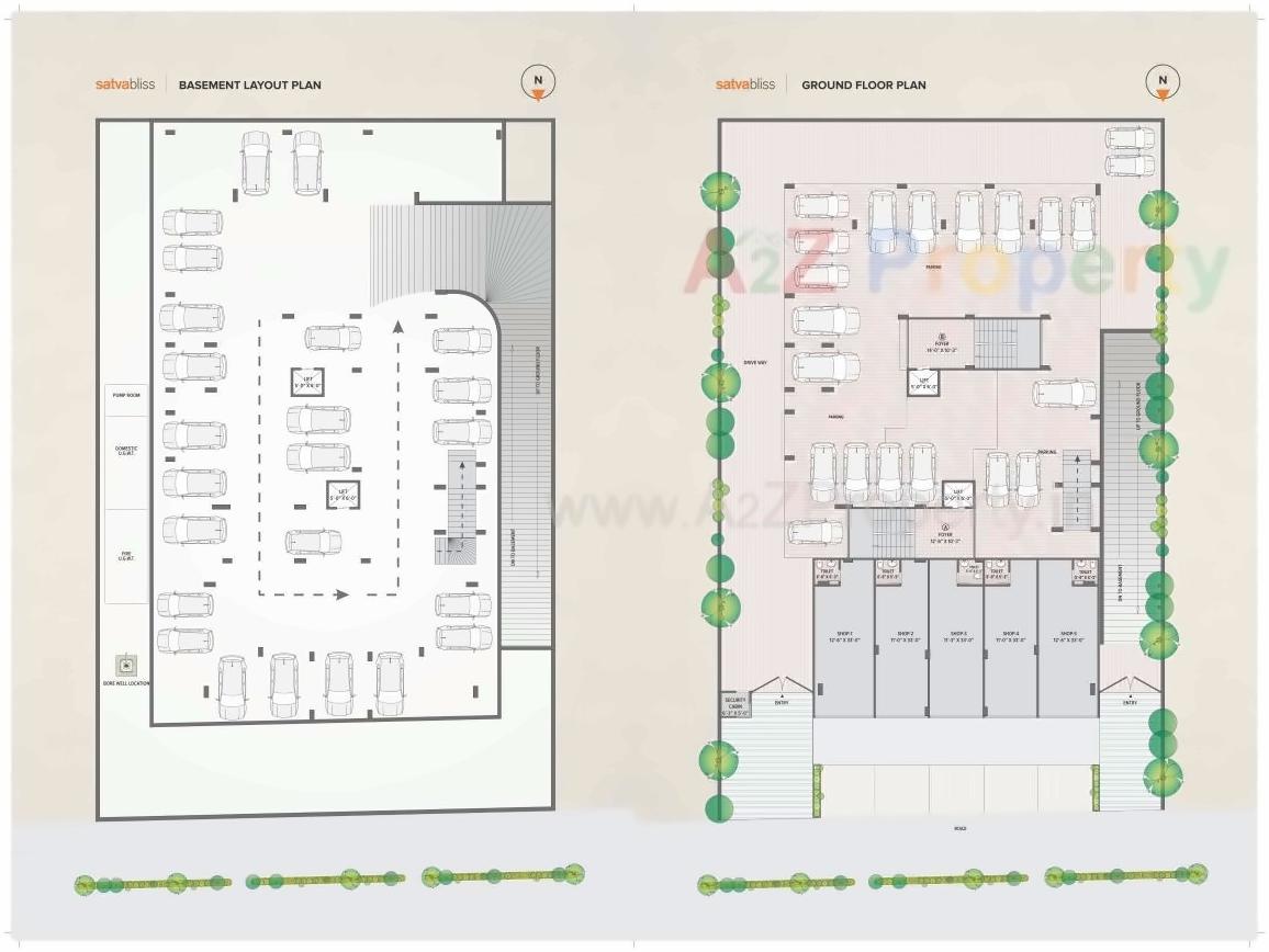 Layout of real estate project Satva Bliss located at Bhadaj, Ahmedabad, Gujarat