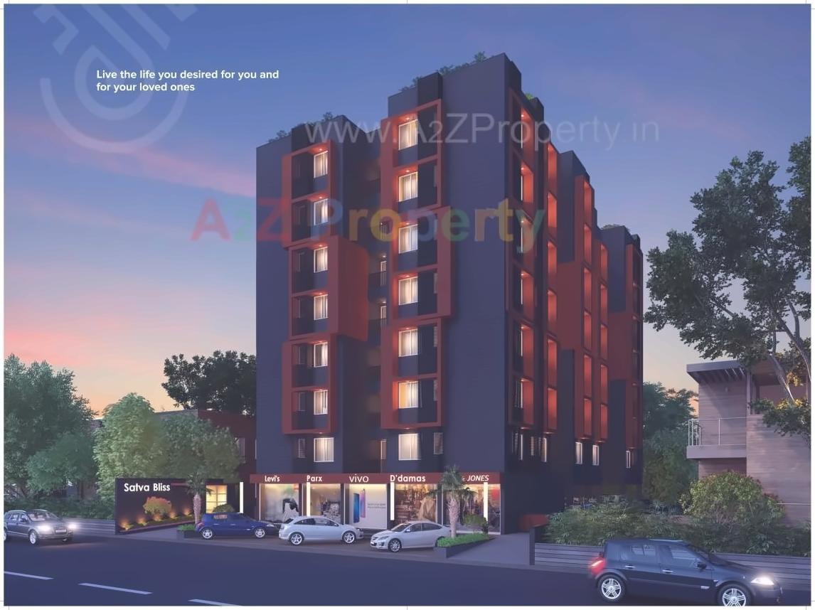 3D Elevation of real estate project Satva Bliss located at Bhadaj, Ahmedabad, Gujarat