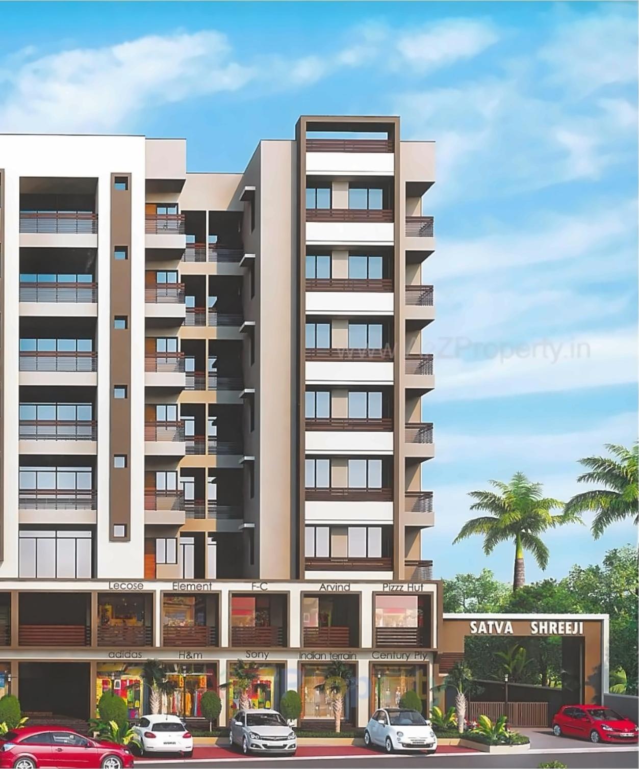 3D Elevation of real estate project Satva Shreeji located at City, Ahmedabad, Gujarat