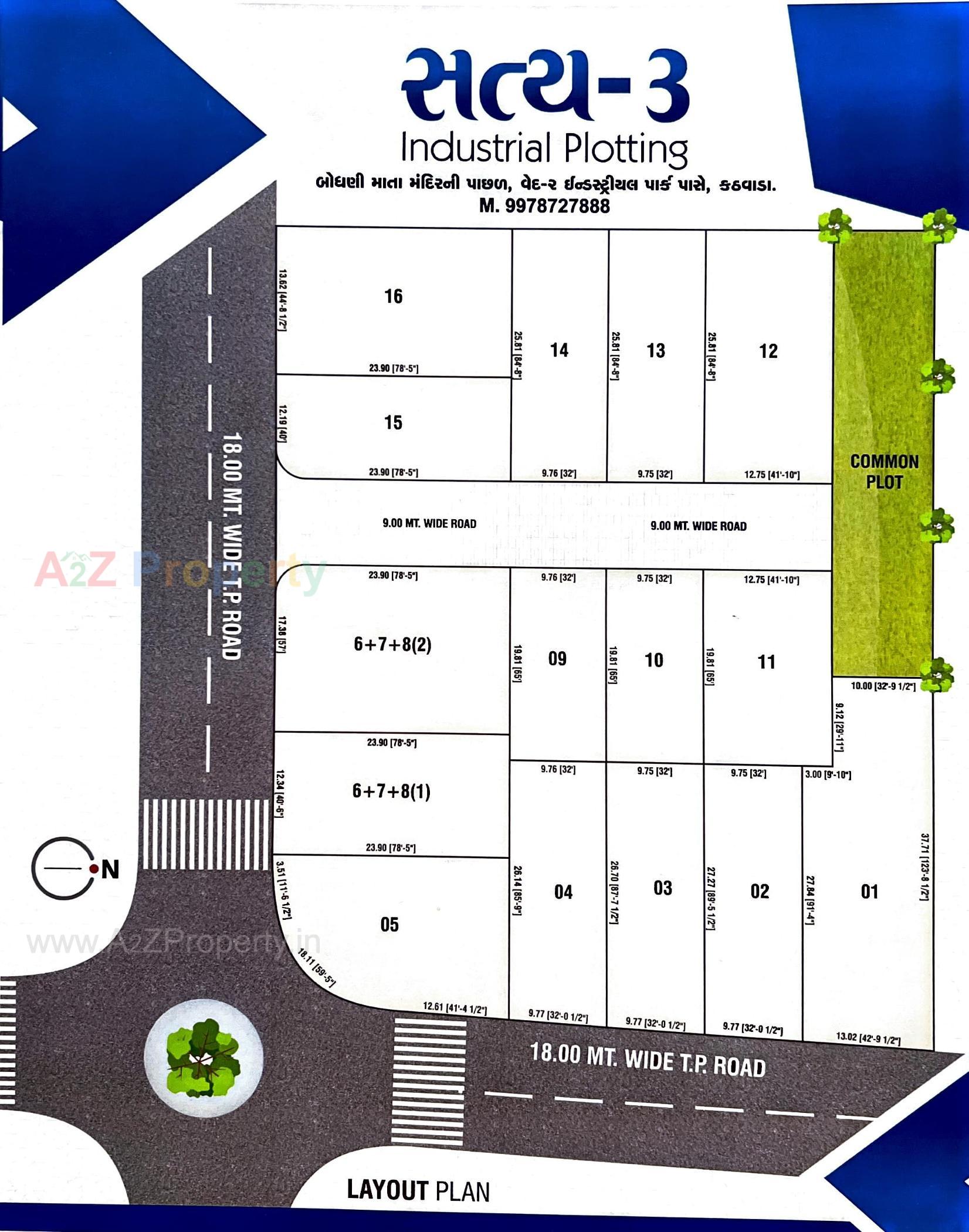 Layout of real estate project Satya Industrial Plotting located at Kathwada, Ahmedabad, Gujarat