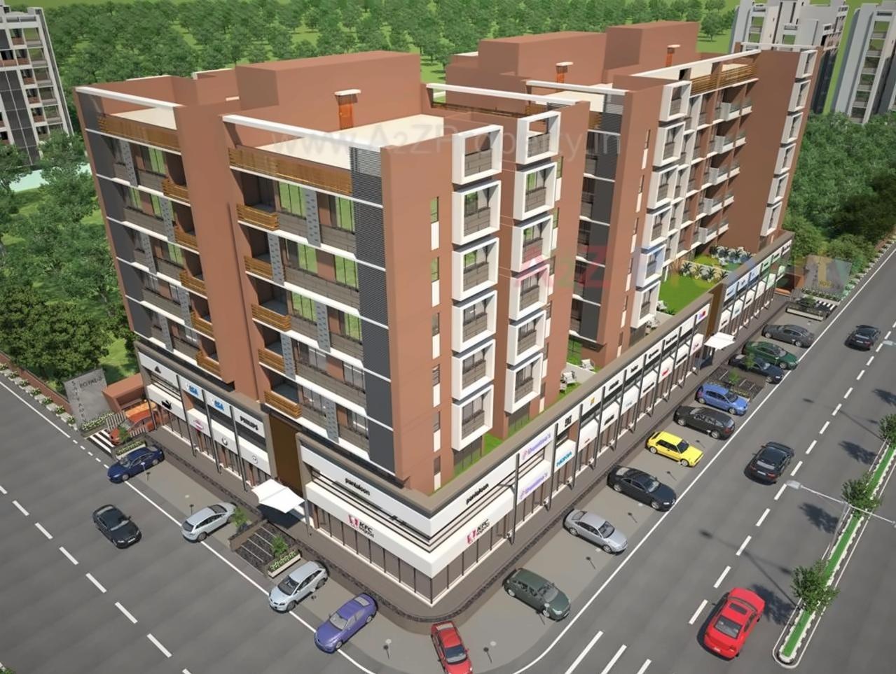 3D Elevation of real estate project Satyamev Royal located at Tragad, Ahmedabad, Gujarat