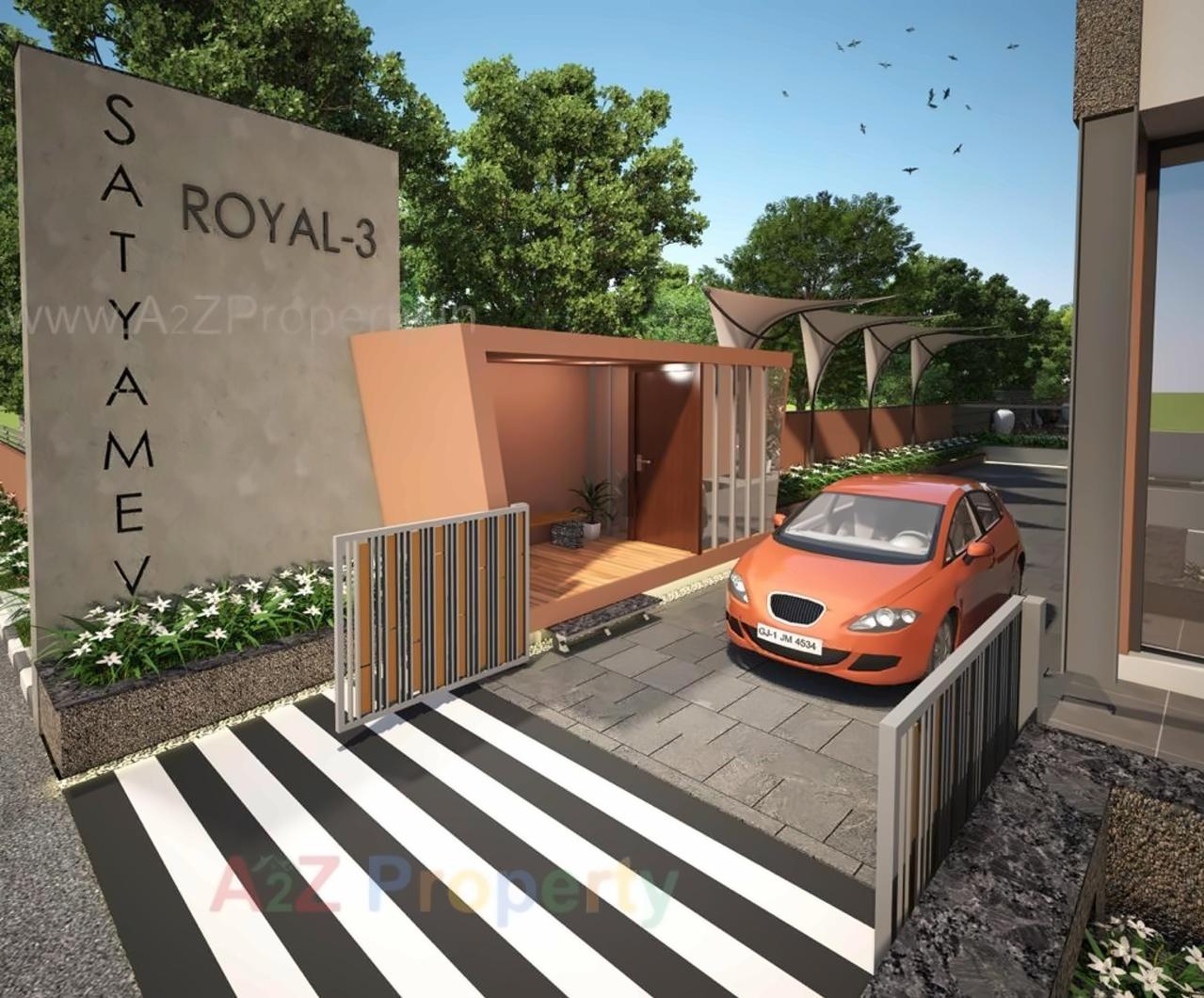 3D Elevation of real estate project Satyamev Royal located at Tragad, Ahmedabad, Gujarat