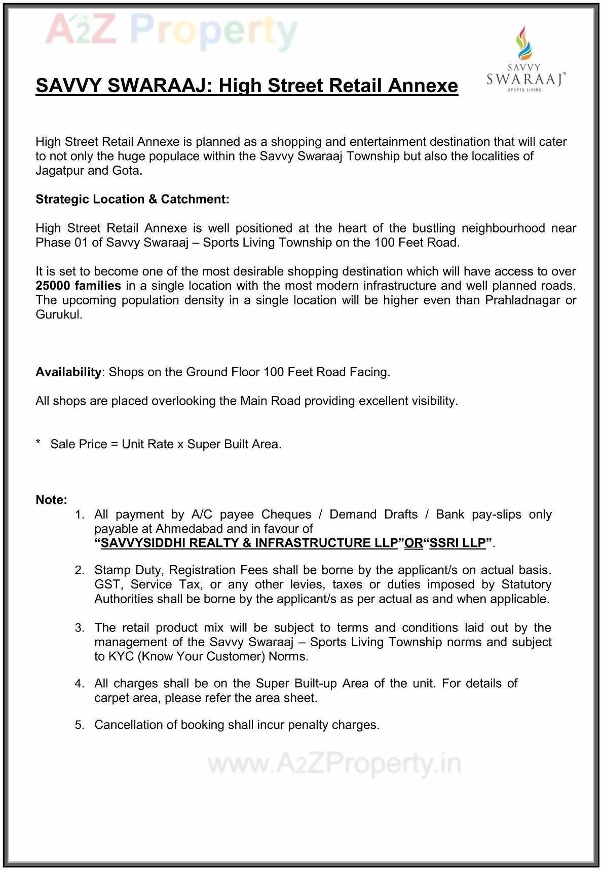  of real estate project Savvy Swaraaj High Street Retail Annexe located at Jagatpur, Ahmedabad, Gujarat