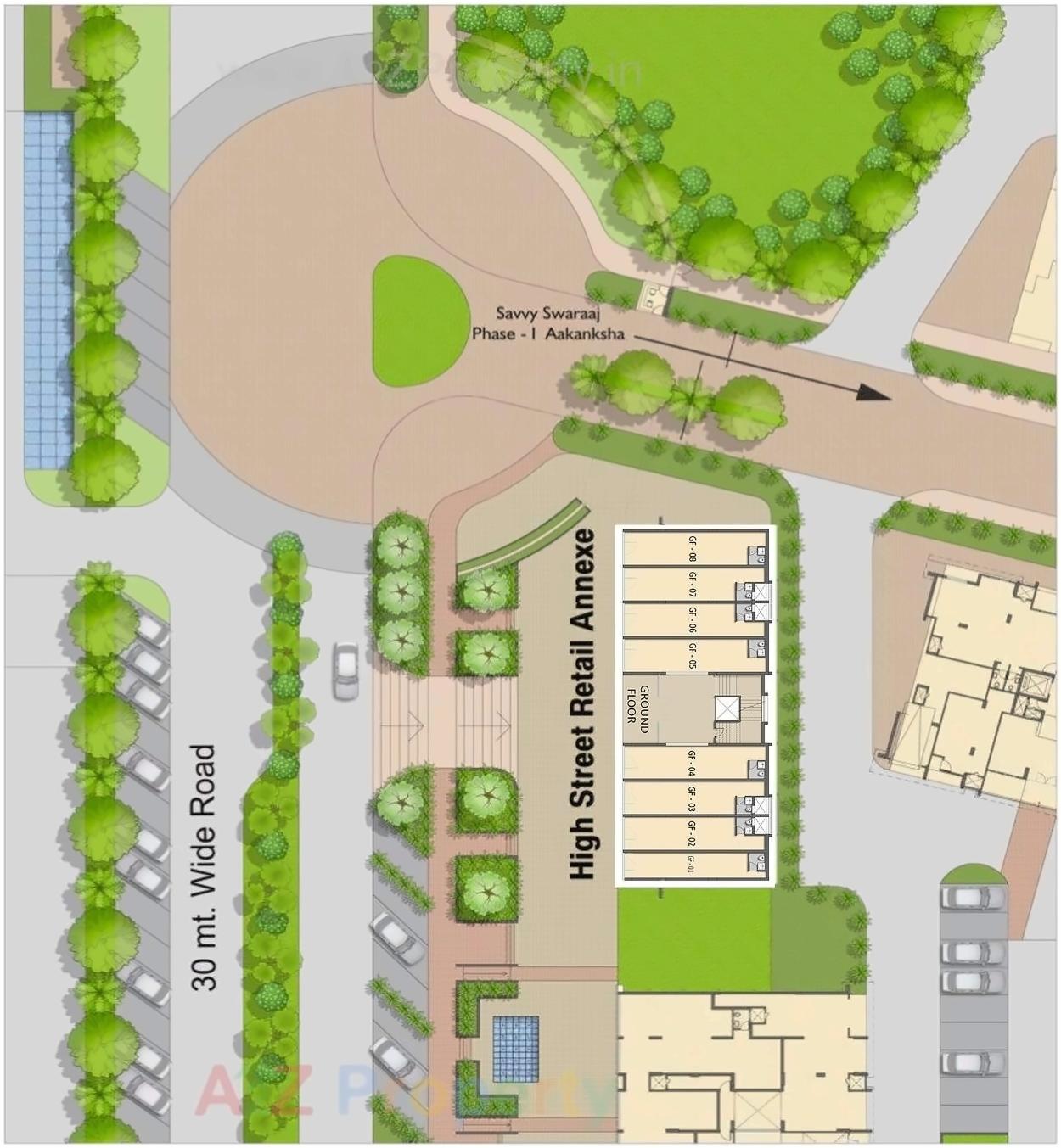 Layout of real estate project Savvy Swaraaj High Street Retail Annexe located at Jagatpur, Ahmedabad, Gujarat