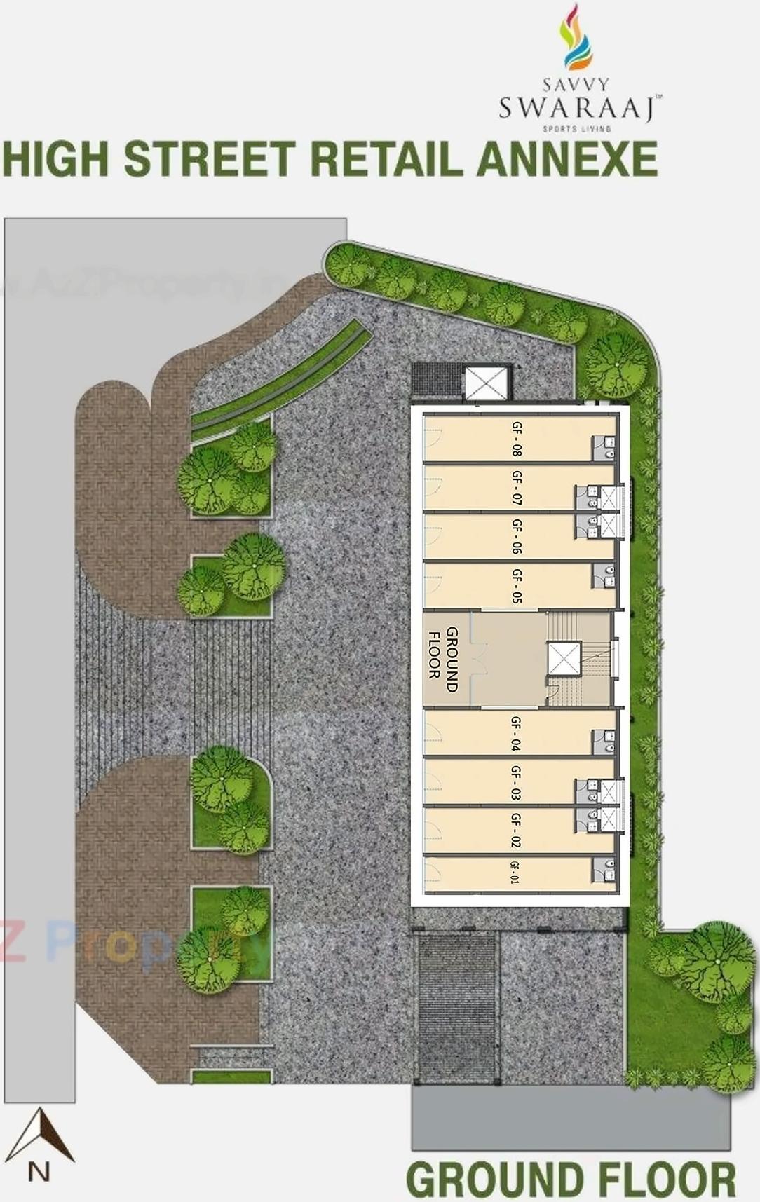Layout of real estate project Savvy Swaraaj High Street Retail Annexe located at Jagatpur, Ahmedabad, Gujarat