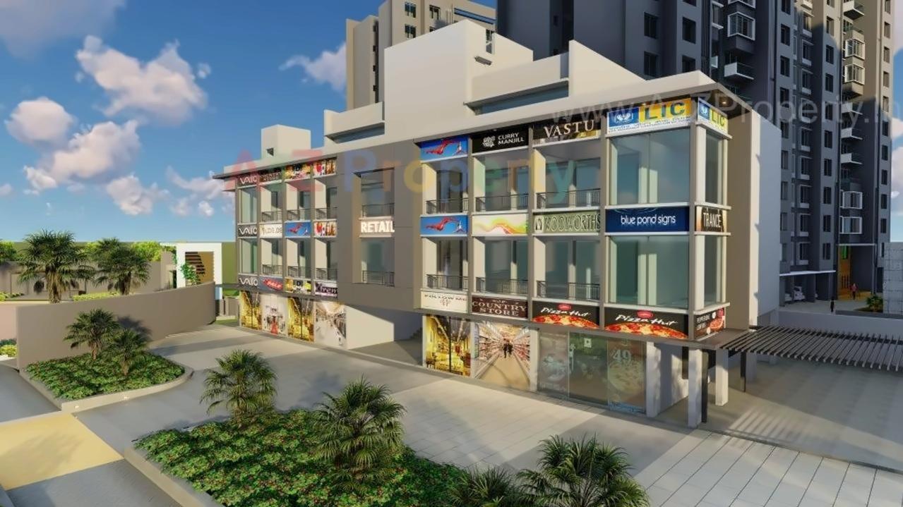 3D Elevation of real estate project Savvy Swaraaj High Street Retail Annexe located at Jagatpur, Ahmedabad, Gujarat