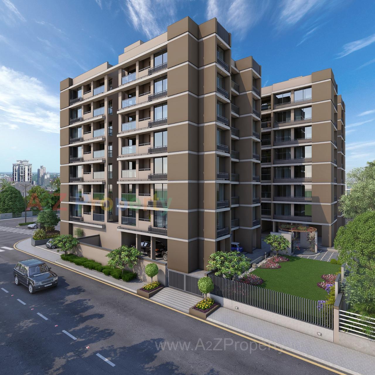3D Elevation of real estate project Sereno Sparkles located at Shilaj, Ahmedabad, Gujarat