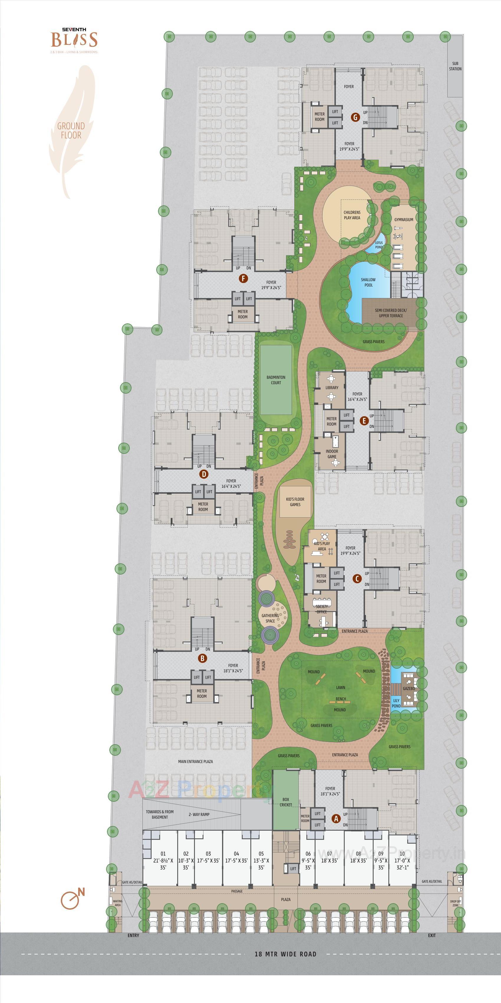 Layout of real estate project Seventh Bliss located at Jagatpur, Ahmedabad, Gujarat