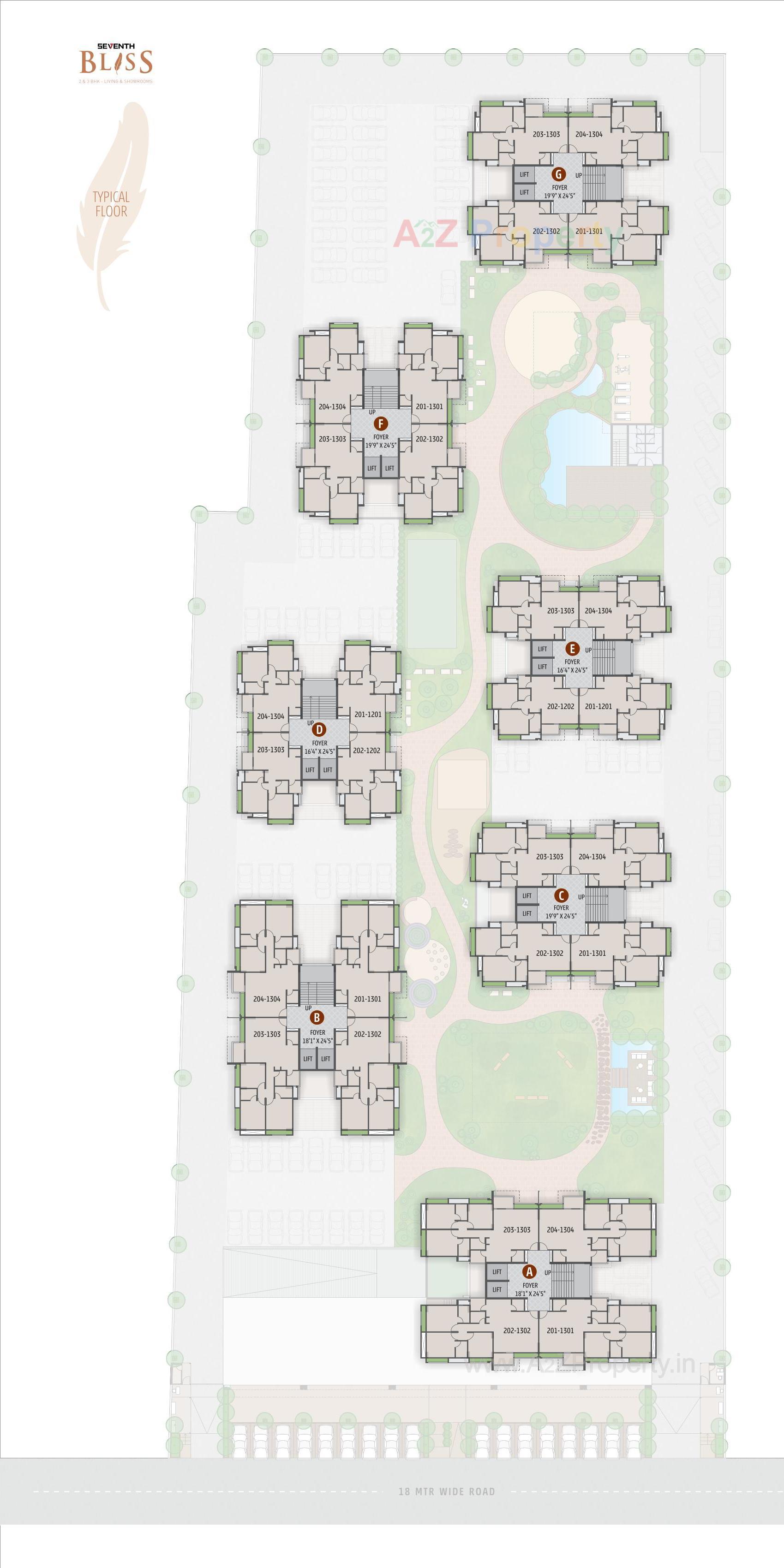 Layout of real estate project Seventh Bliss located at Jagatpur, Ahmedabad, Gujarat