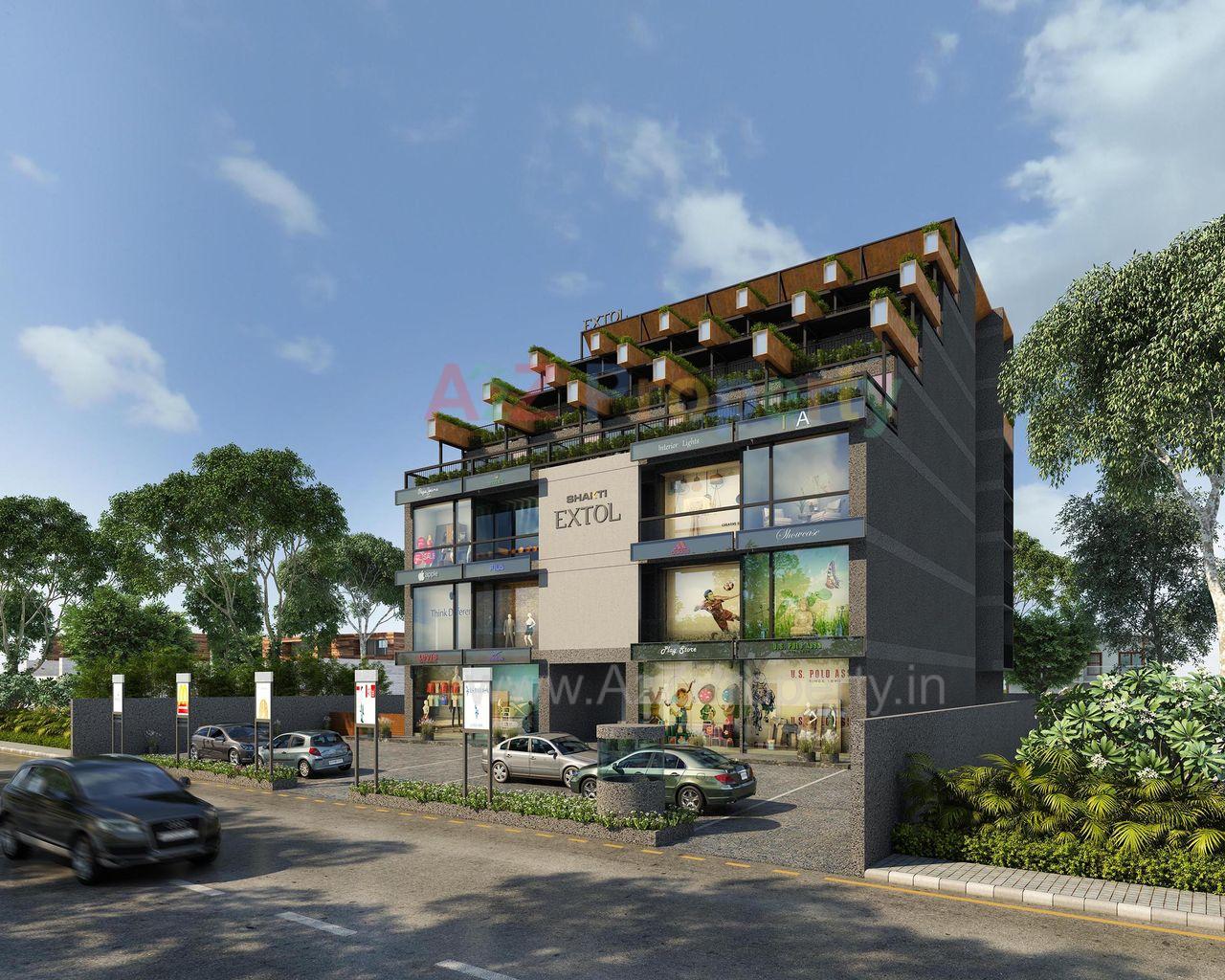 Left Side View of real estate project Shakti Extol located at Thaltej, Ahmedabad, Gujarat