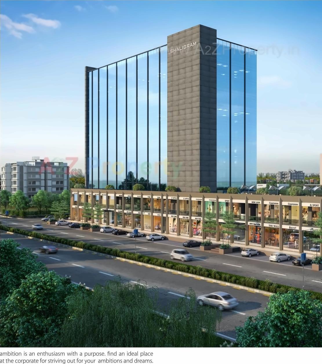 3D Elevation of real estate project Shaligram Corporates located at Makarba, Ahmedabad, Gujarat