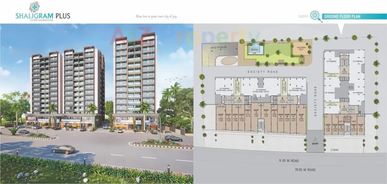 Layout of real estate project Shaligram Plus located at Chandlodiya, Ahmedabad, Gujarat