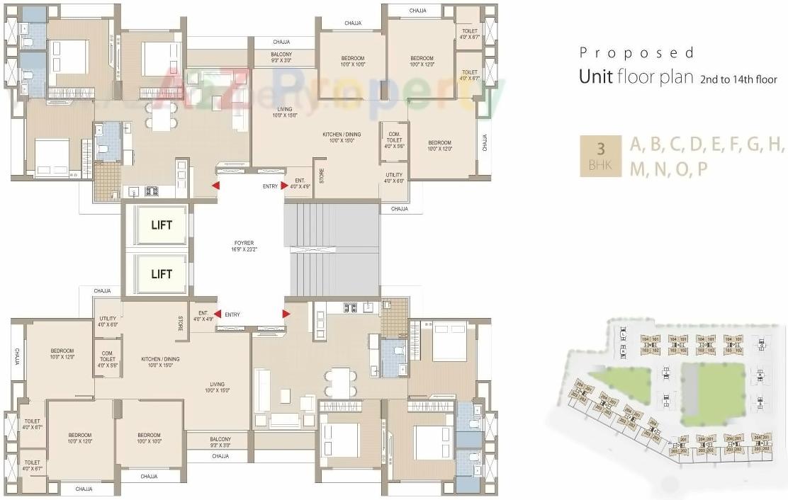 Layout of real estate project Shaligram Prime located at Ghuma, Ahmedabad, Gujarat