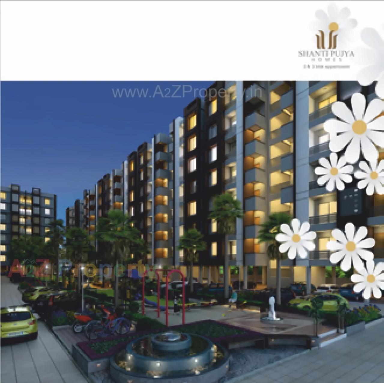 3D Elevation of real estate project Shantipujya Homes located at Chandlodiya, Ahmedabad, Gujarat