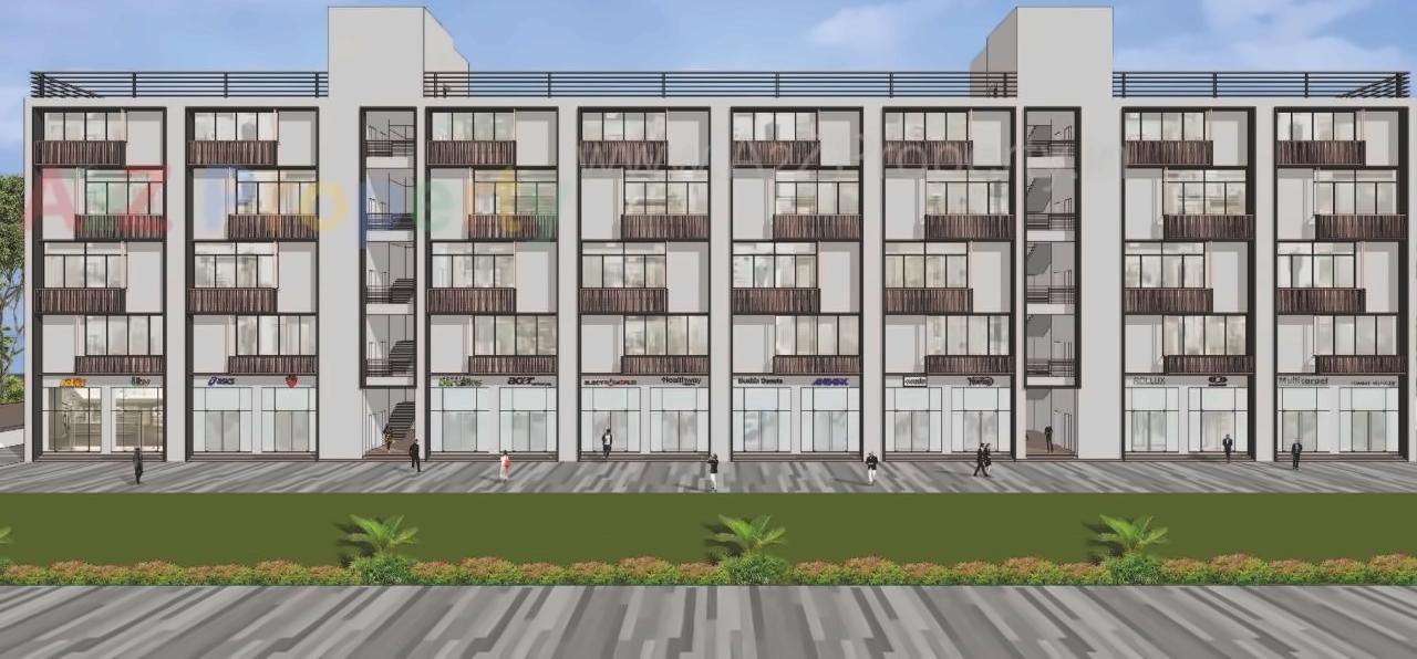 3D Elevation of real estate project Sharanam Solitaire located at Mithipur, Ahmedabad, Gujarat