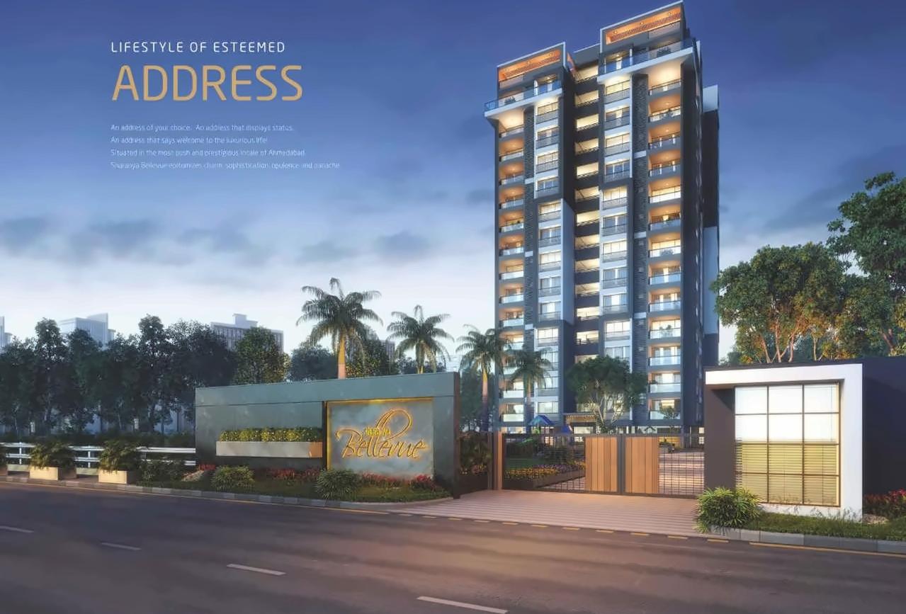 3D Elevation of real estate project Sharanya Bellevue located at Thaltej, Ahmedabad, Gujarat
