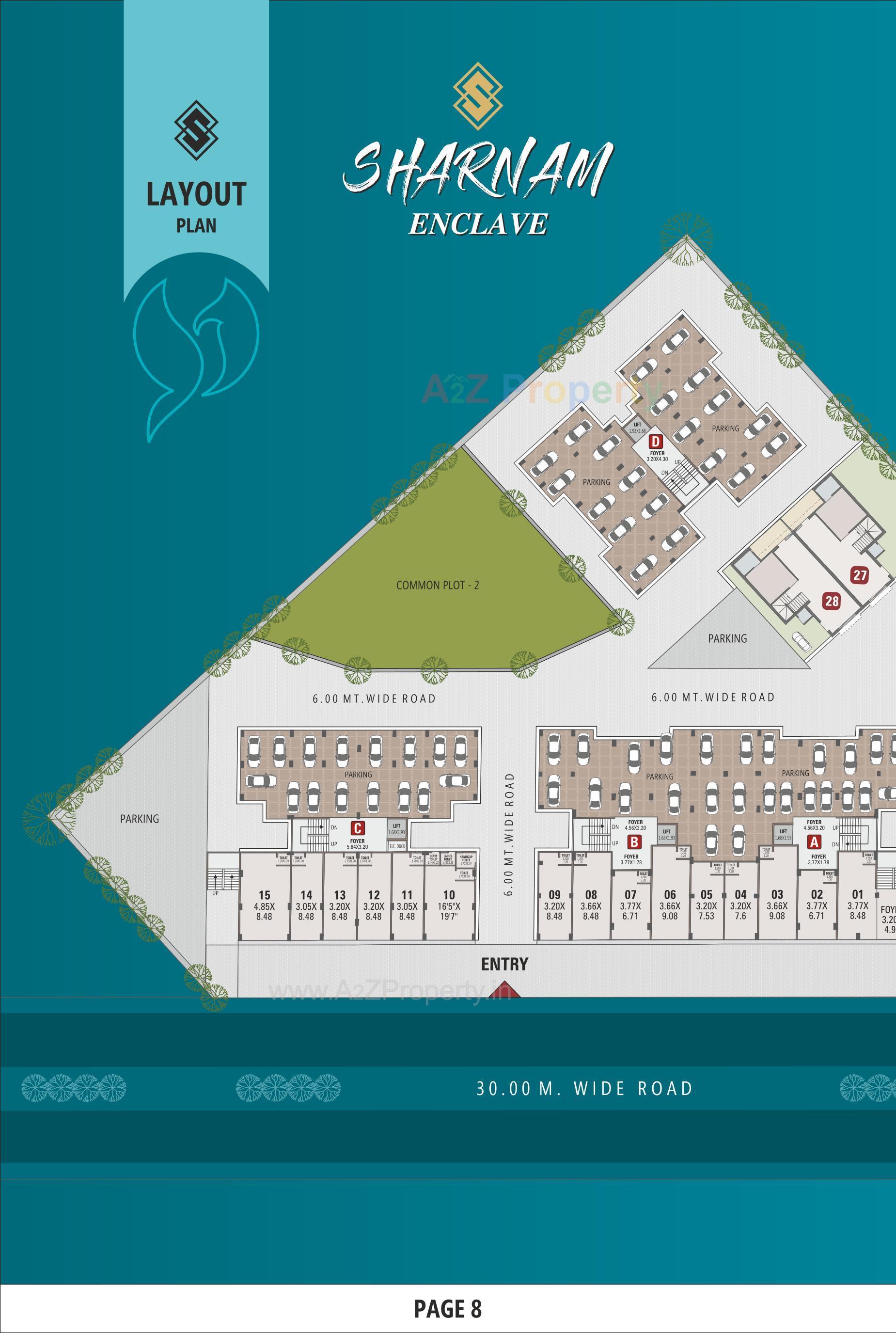 Layout of real estate project Sharnam Enclave located at Hansalpur, Ahmedabad, Gujarat