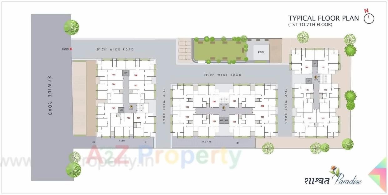 Layout of real estate project Shashwat Paradise located at Vastral, Ahmedabad, Gujarat