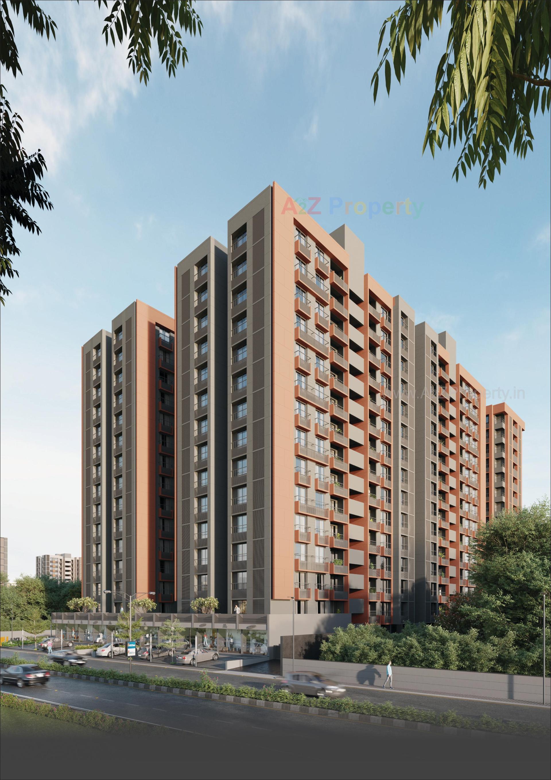 3D Elevation of real estate project Sheladia Luxuria located at Shela, Ahmedabad, Gujarat