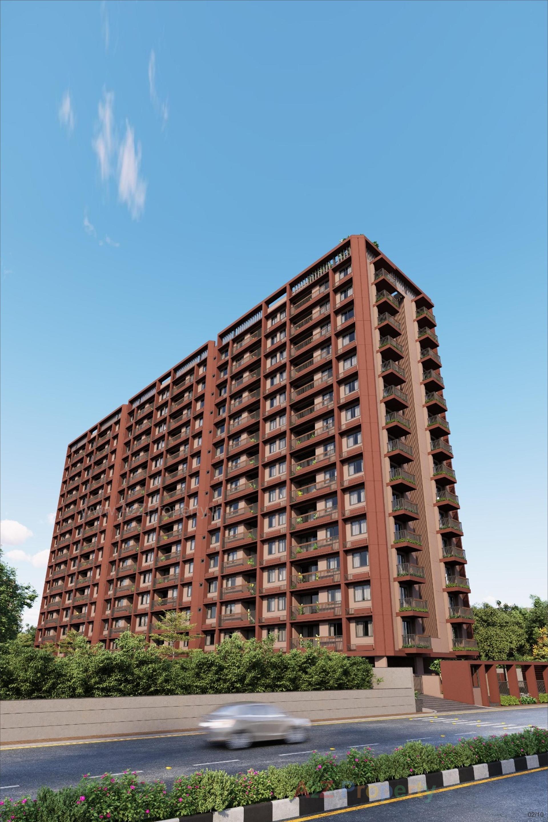 3D Elevation of real estate project Sheladia Trinary located at Shela, Ahmedabad, Gujarat