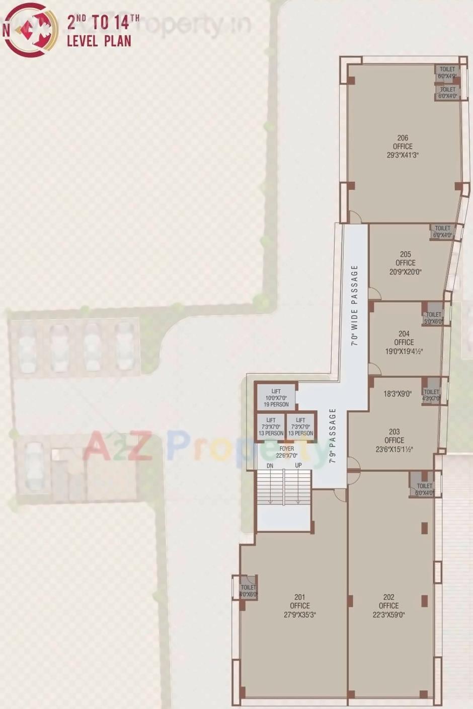 Layout of real estate project Sheth Corporate Tower located at City, Ahmedabad, Gujarat