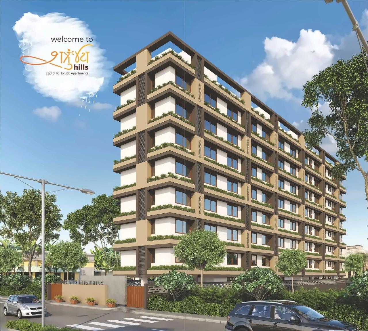 3D Elevation of real estate project Shetrunjay Hills located at City, Ahmedabad, Gujarat