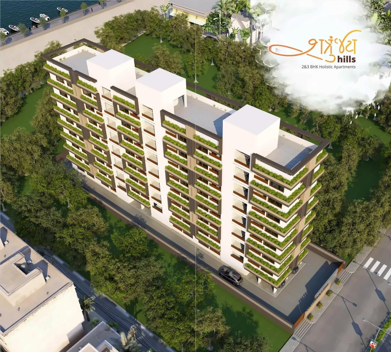 3D Elevation of real estate project Shetrunjay Hills located at City, Ahmedabad, Gujarat
