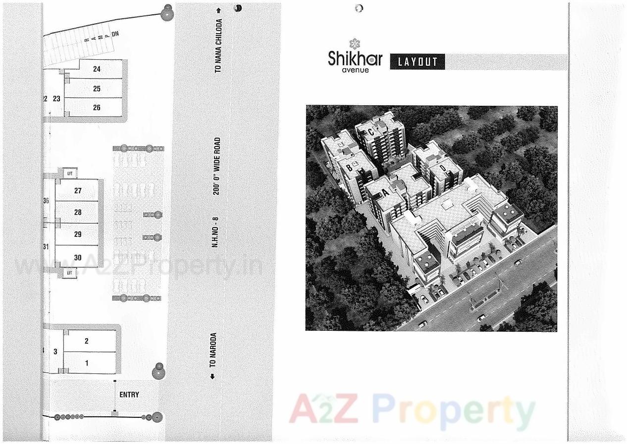 Layout of real estate project Shikhar Avenue   Block located at Chiloda, Ahmedabad, Gujarat