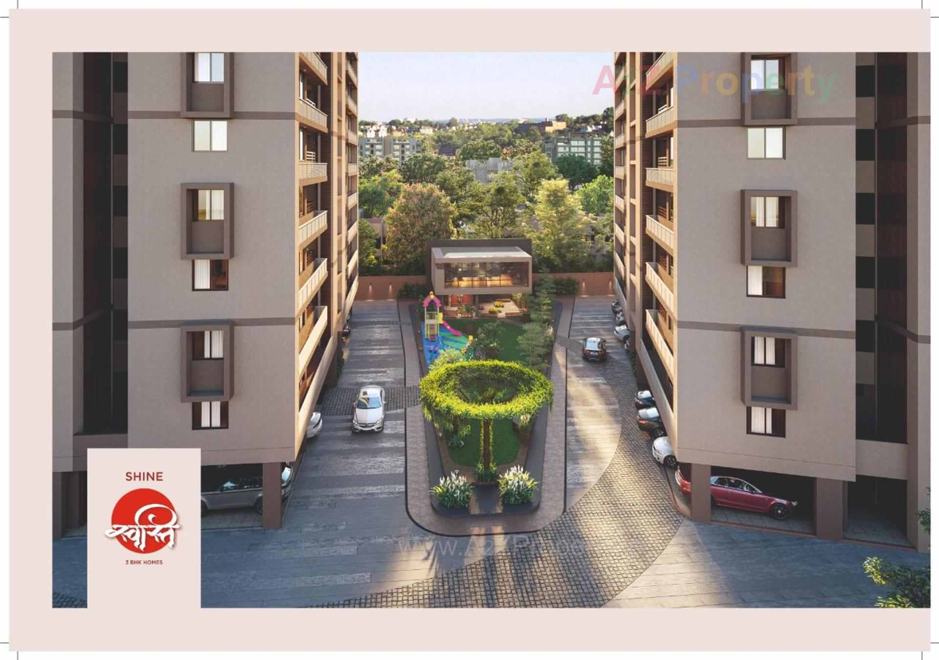 3D Elevation of real estate project Shine Swasti located at Tragad, Ahmedabad, Gujarat