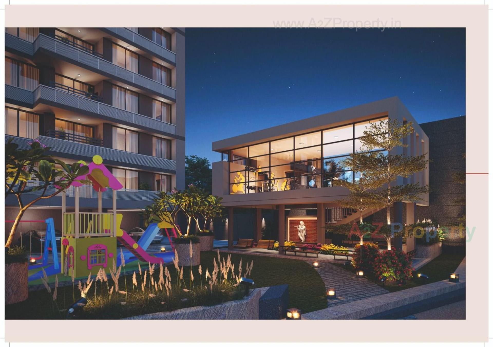 3D Elevation of real estate project Shine Swasti located at Tragad, Ahmedabad, Gujarat