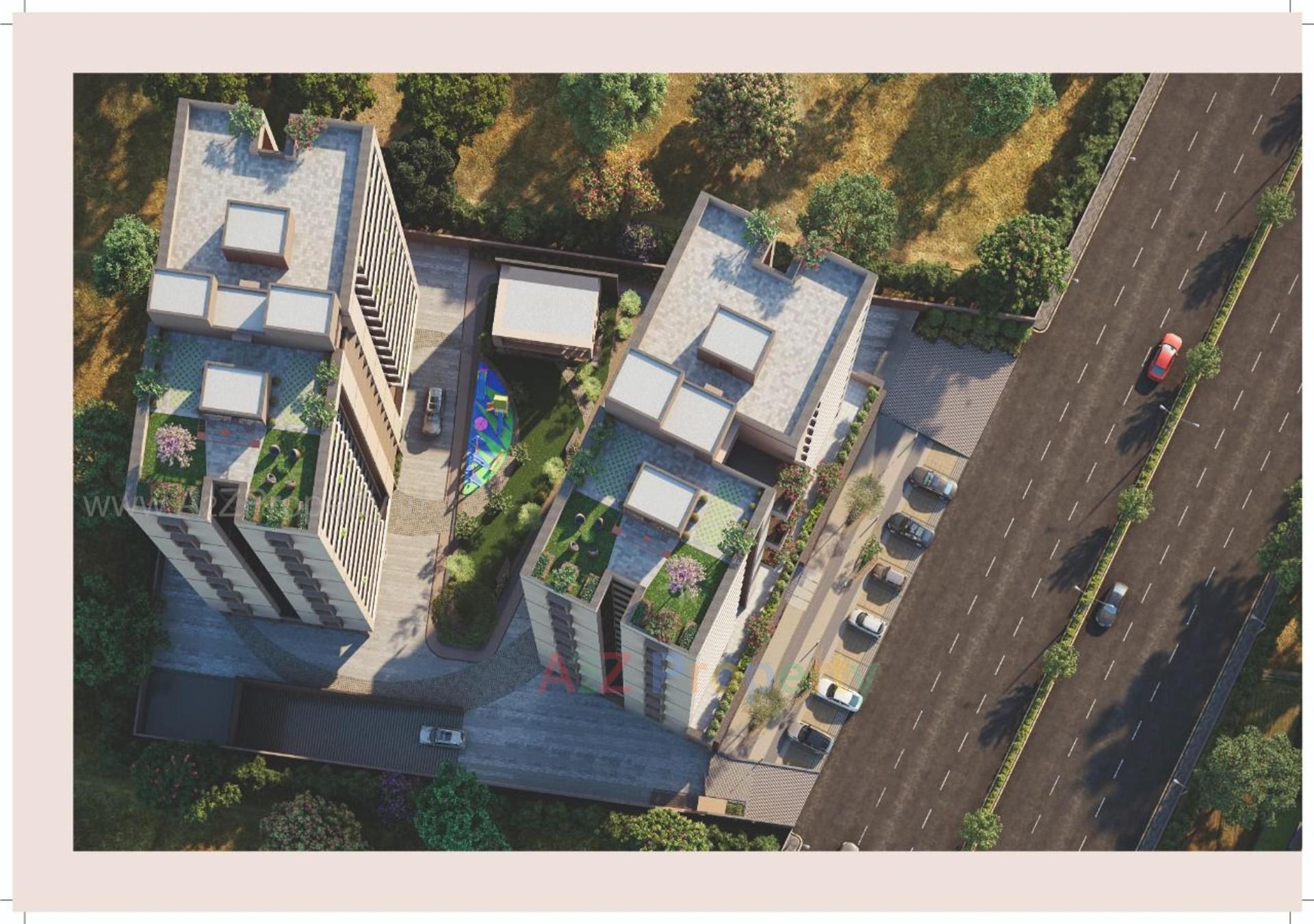 3D Elevation of real estate project Shine Swasti located at Tragad, Ahmedabad, Gujarat