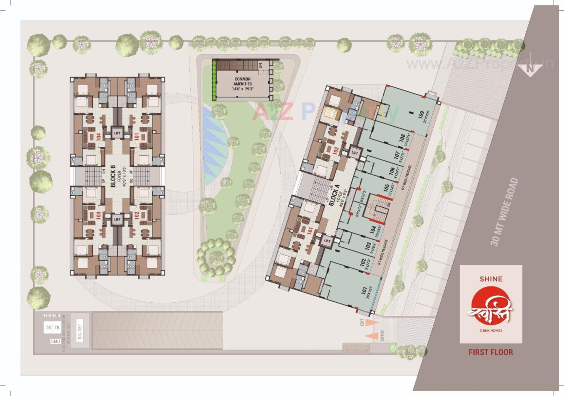 Layout of real estate project Shine Swasti located at Tragad, Ahmedabad, Gujarat