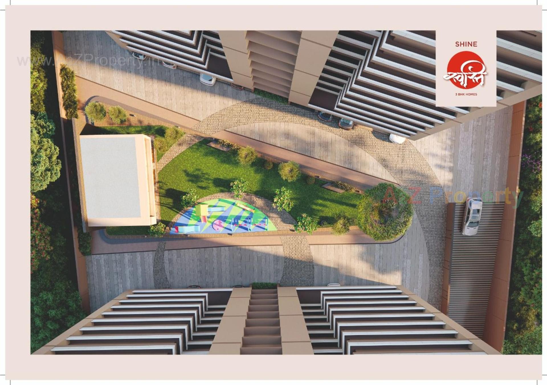 3D Elevation of real estate project Shine Swasti located at Tragad, Ahmedabad, Gujarat
