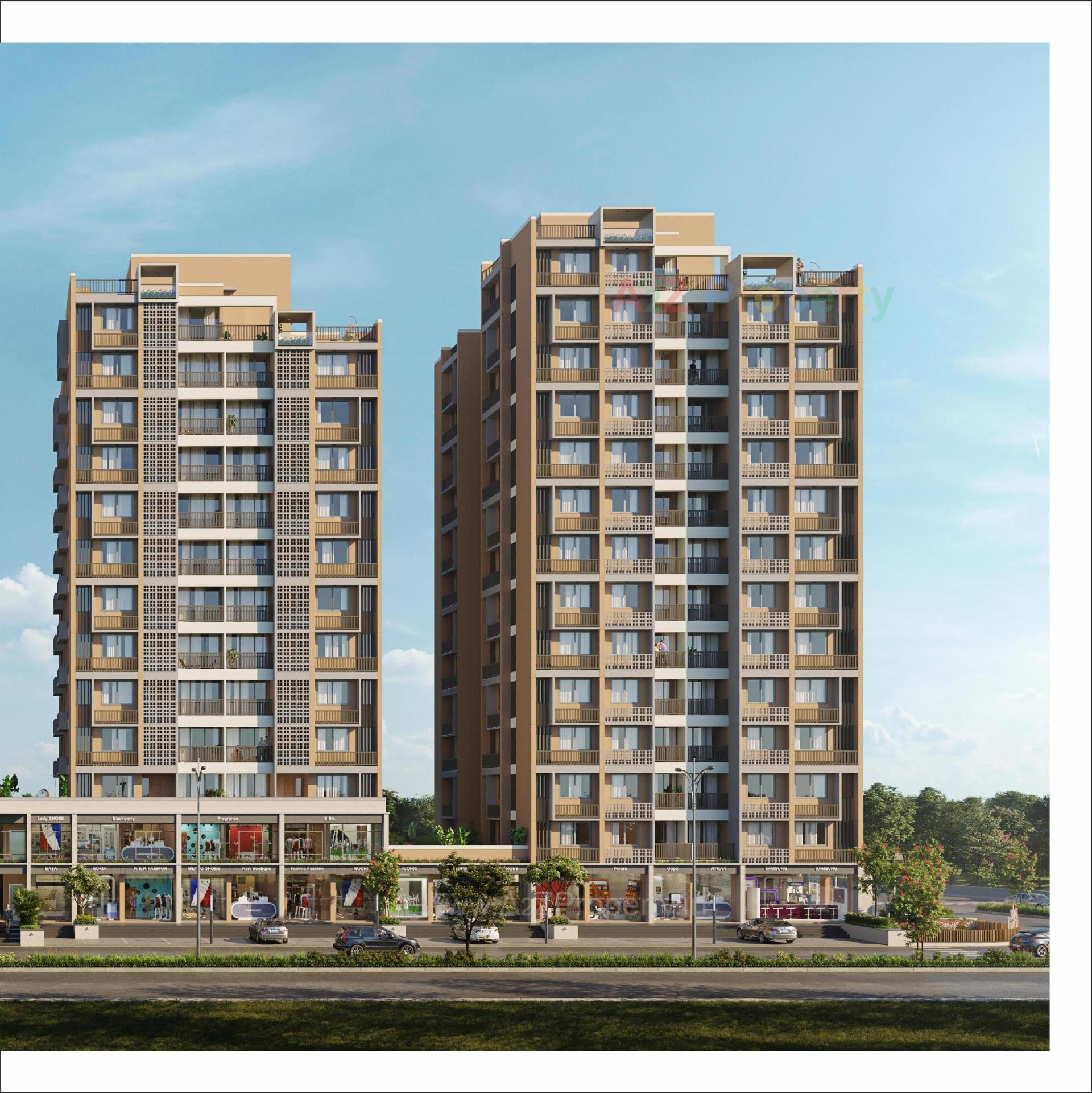 3D Elevation of real estate project Shiv Ganesh located at Khodiyar, Ahmedabad, Gujarat