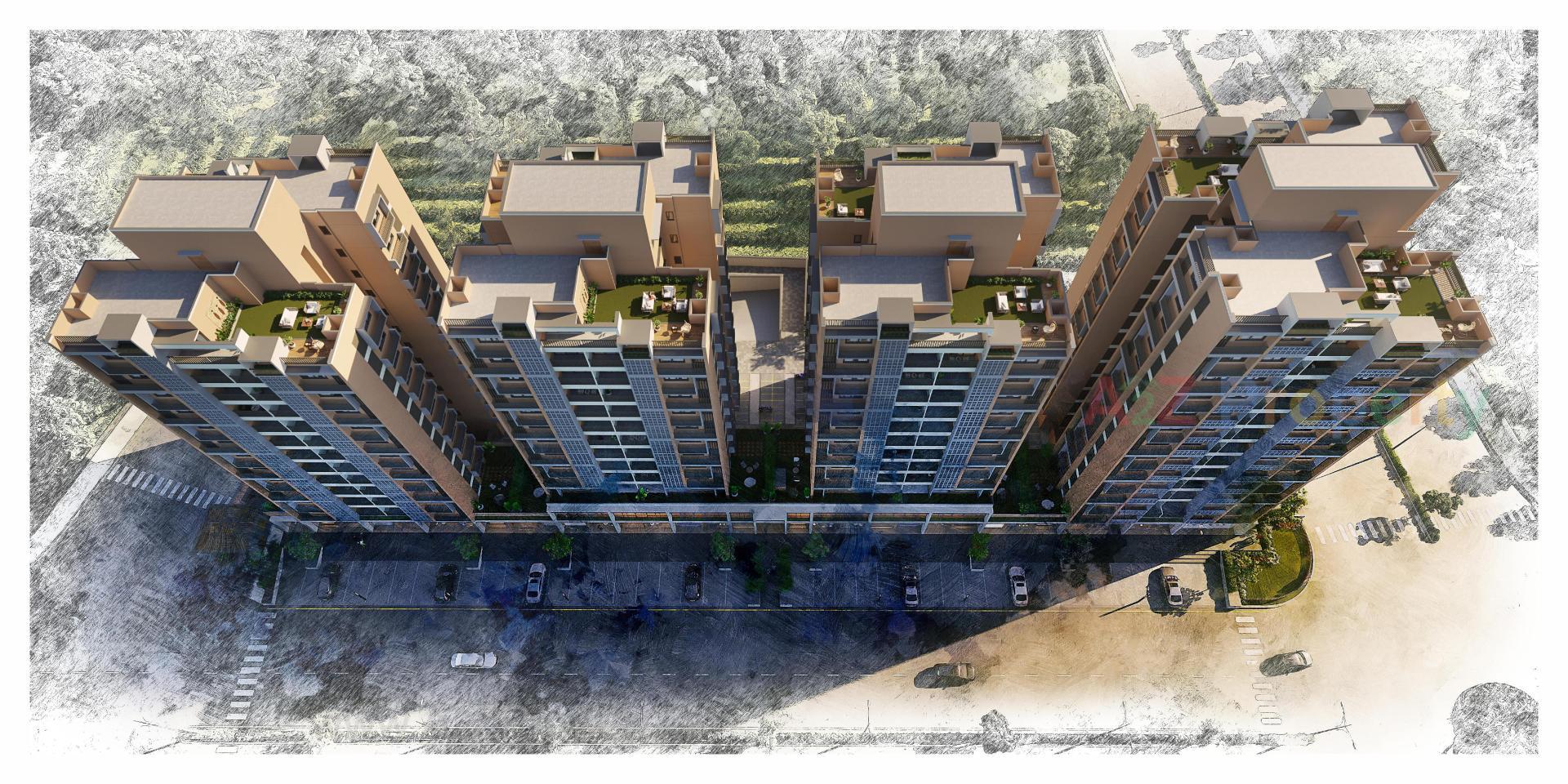 3D Elevation of real estate project Shiv Ganesh located at Khodiyar, Ahmedabad, Gujarat