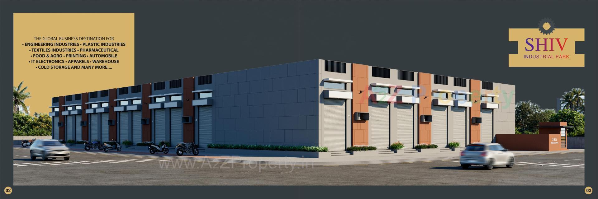 3D Elevation of real estate project Shiv Industrial Park located at Bhuvaldi, Ahmedabad, Gujarat