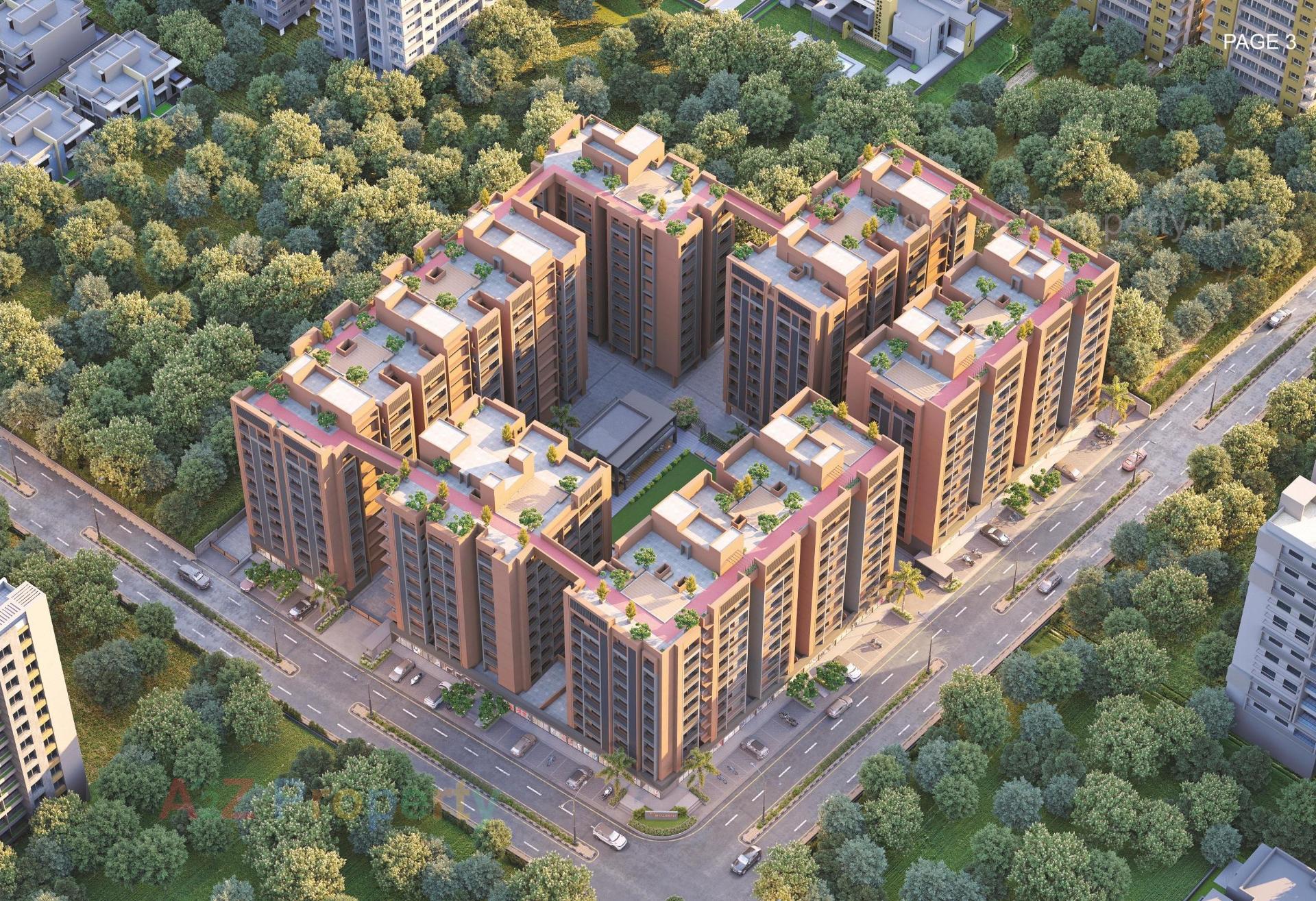 3D Elevation of real estate project Shiv Shaligram Serenity located at Chandlodiya, Ahmedabad, Gujarat