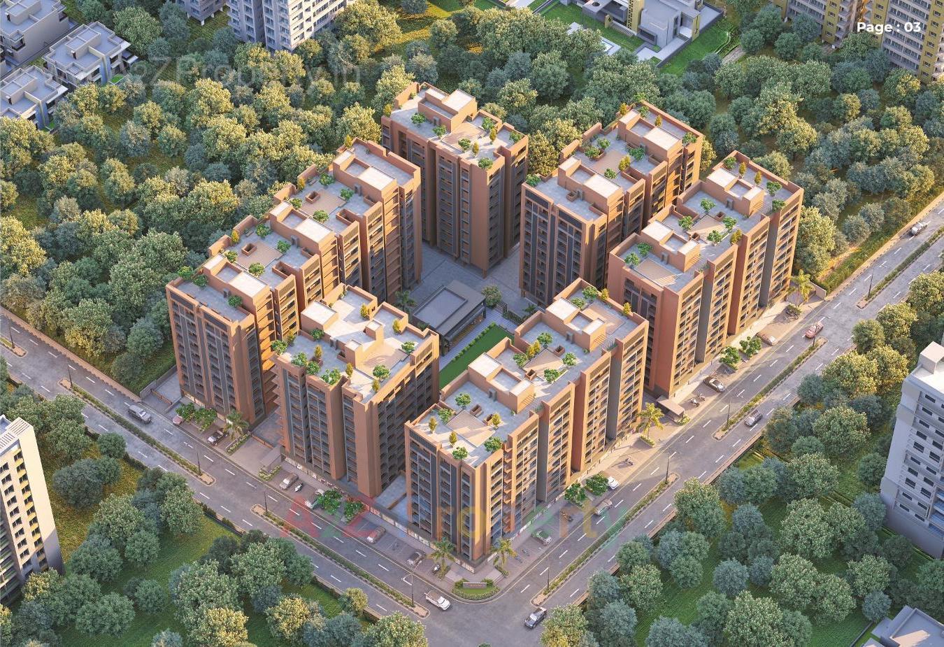 3D Elevation of real estate project Shiv Shaligram Serenity located at Chandlodiya, Ahmedabad, Gujarat