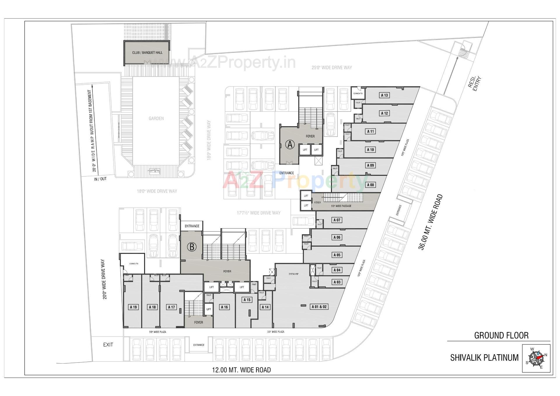 Layout of real estate project Shivalik Platinum located at Bodakdev, Ahmedabad, Gujarat