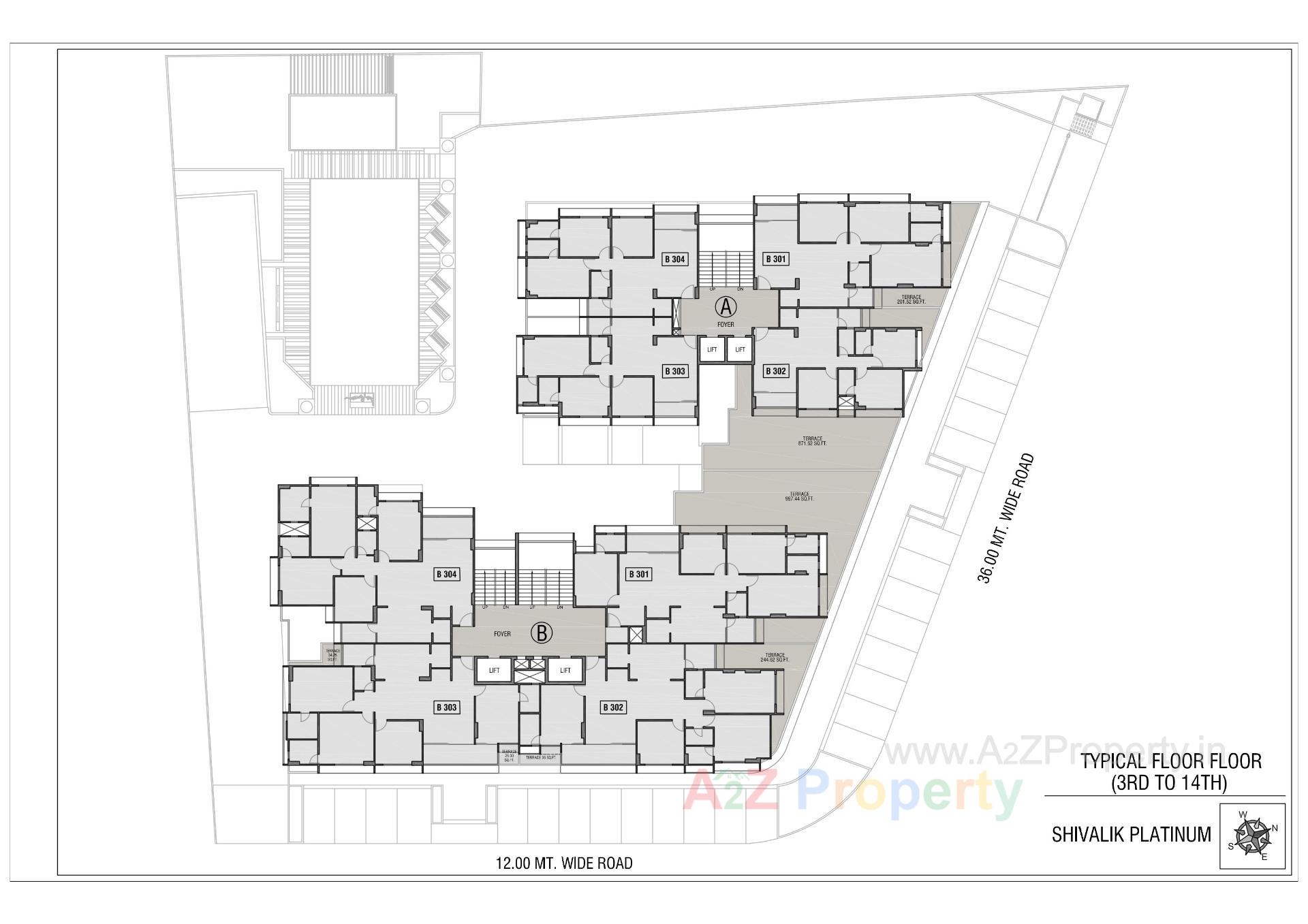Layout of real estate project Shivalik Platinum located at Bodakdev, Ahmedabad, Gujarat