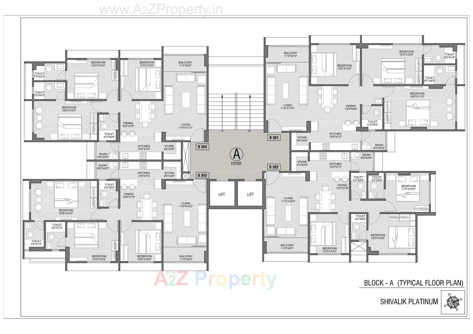 Layout of real estate project Shivalik Platinum located at Bodakdev, Ahmedabad, Gujarat