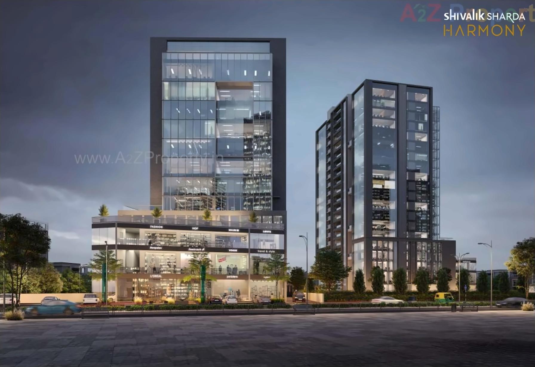 3D Elevation of real estate project Shivalik Sharda Harmony located at Ahmedabad, Ahmedabad, Gujarat